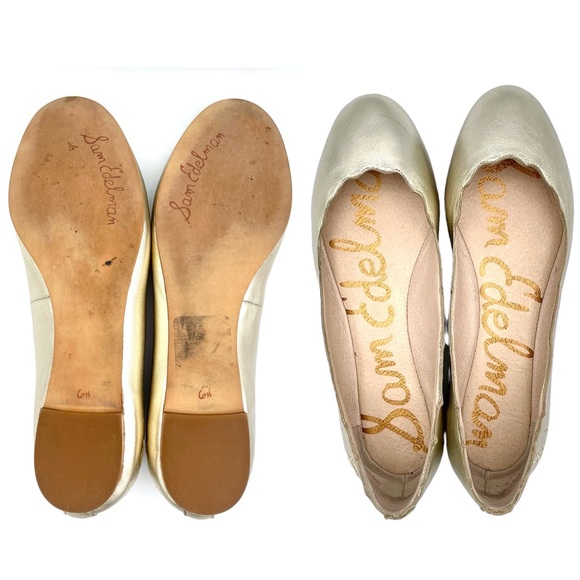 SAM EDELMAN | ‘Augusta’ Gold Scalloped Edge Ballet Flats | Size 6.5 - Picture 7 of 11